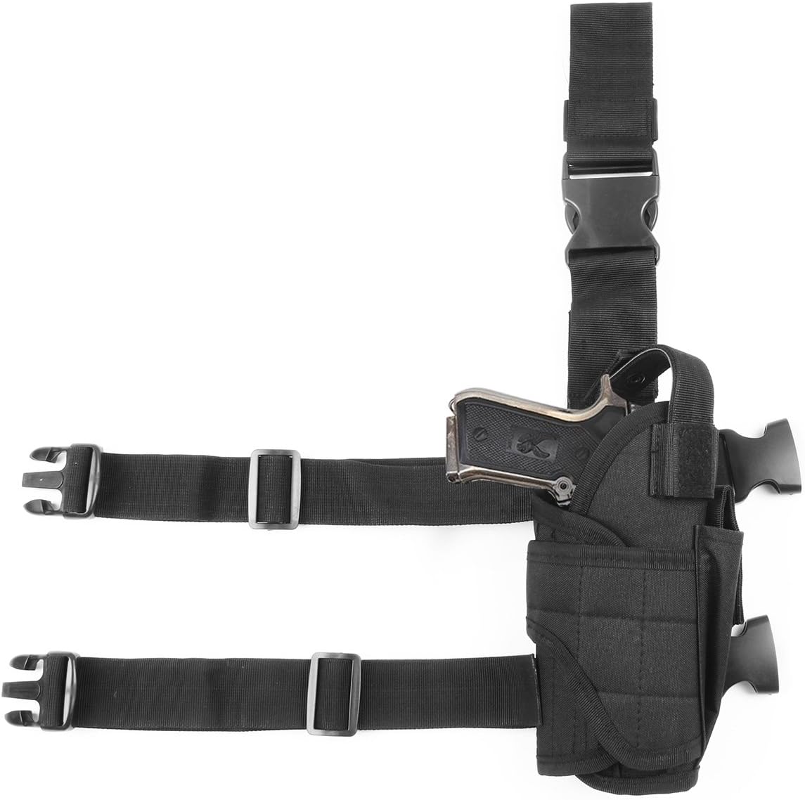 GES Tactical Gun Thigh Holster Adjustable Pistol Hand Gun Drop Leg Pouch for Right Handed Shooters