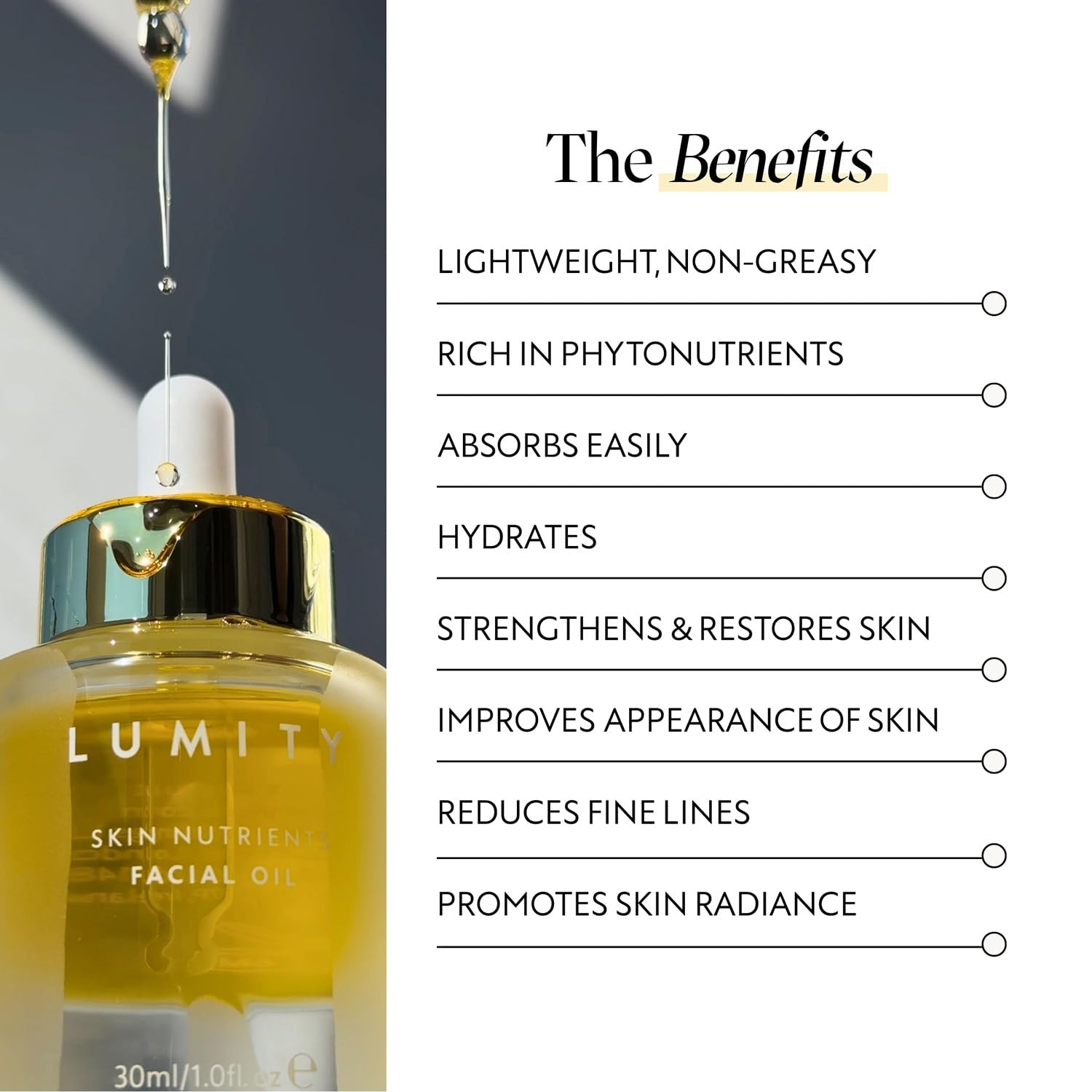 LUMITY Award-Winning Natural Moisturising Anti-Ageing Natural Facial Oil For Fine Lines And Wrinkles - Argan Oil Jojoba Seed Oil Green Tea Leaf Extract product thumbnail 4