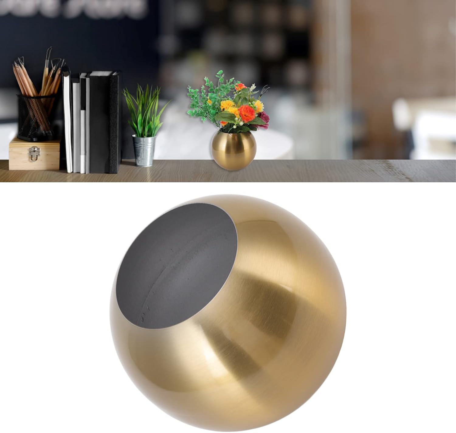 Round Vase Nordic Style Modern Stainless Steel Small Flower Vase Ornament Living Room Office Table Decoration for Home Decoration(Gold)