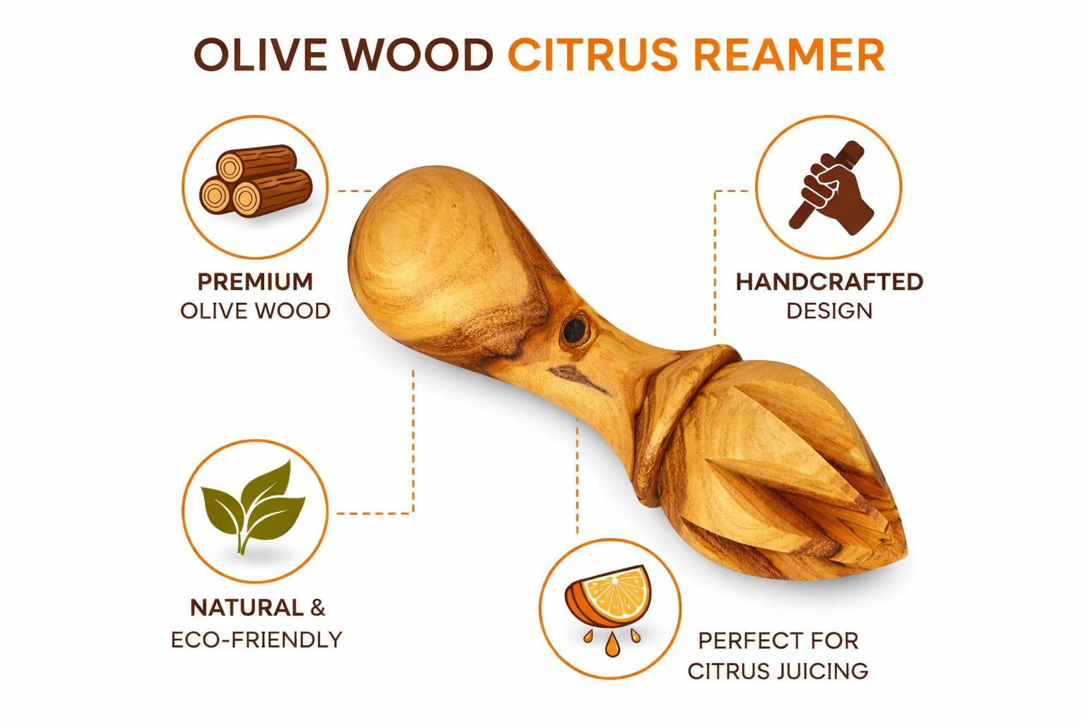Amazon.com: Zuluf Olive Wood Citrus Reamer, Handcrafted Wooden