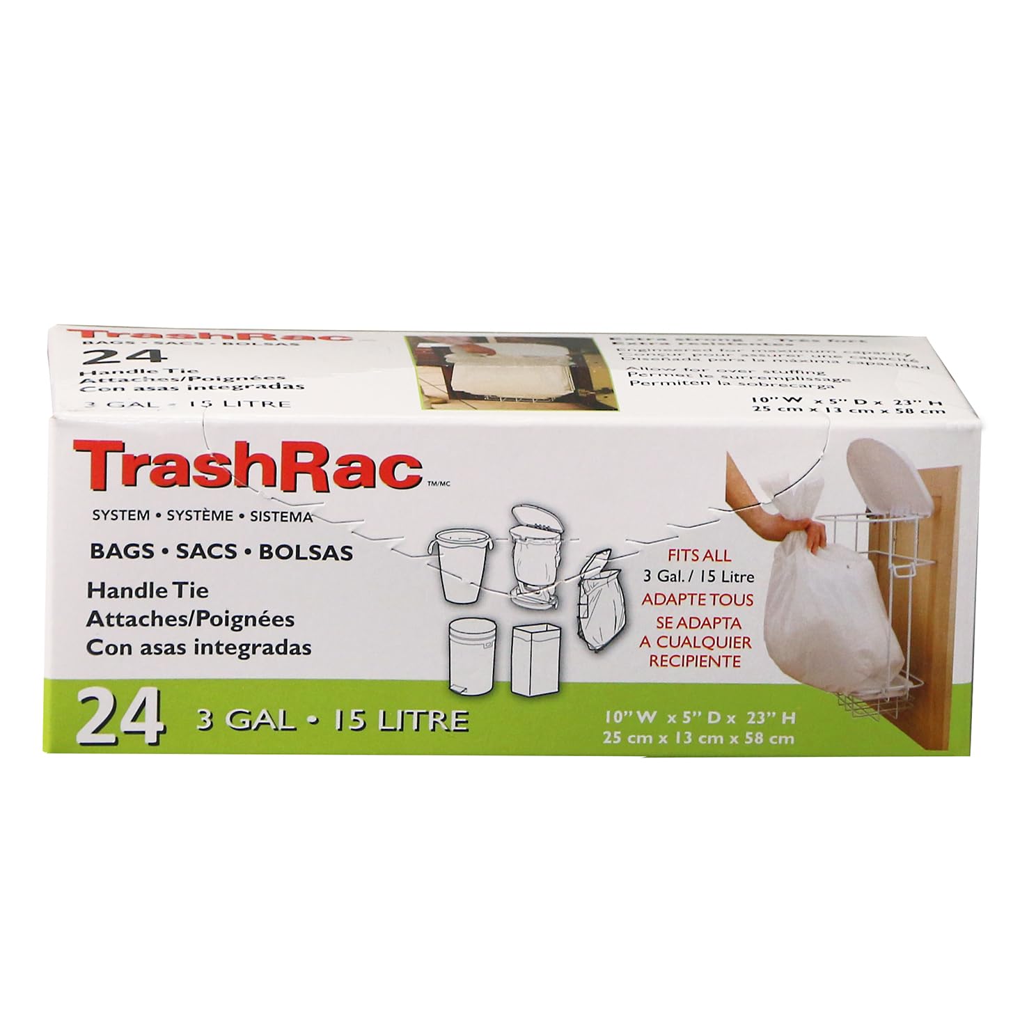 3 gal. Trash Bags Handle Tie 24 pk