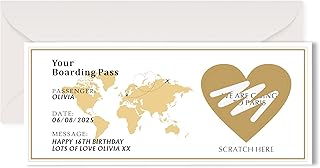 Personalised Holiday Scratch Card Reveal Surprise Boarding Pass Scratch Card Reveal Gifts Personalised Scratch-Off Stickers Gift Greeting Cards for Women Men Spouse Family Lover (Design 1)