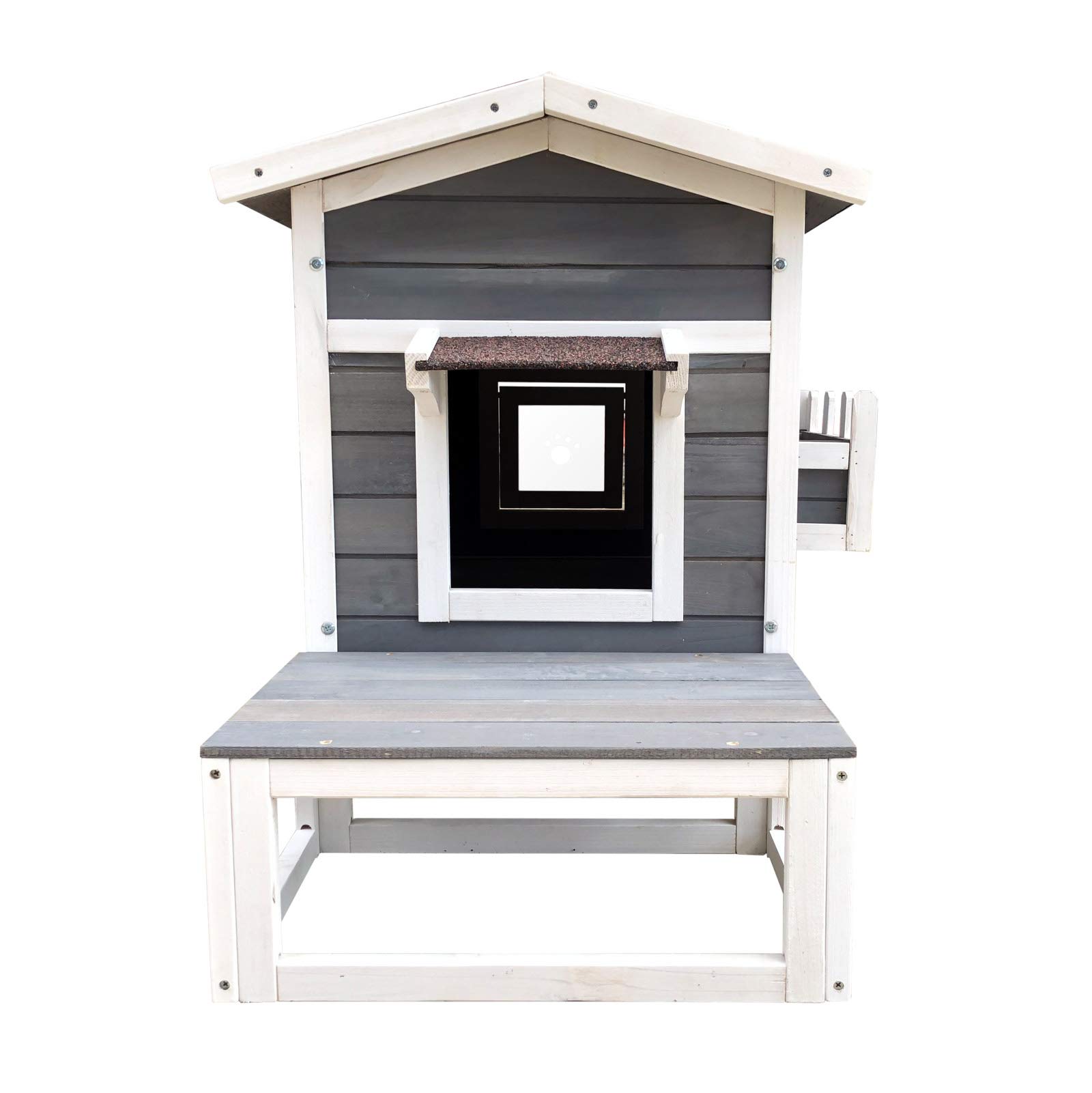 Cuccia in legno rialzata gatto 58 x 73,6 x 104,9 cm casa casetta per gatti