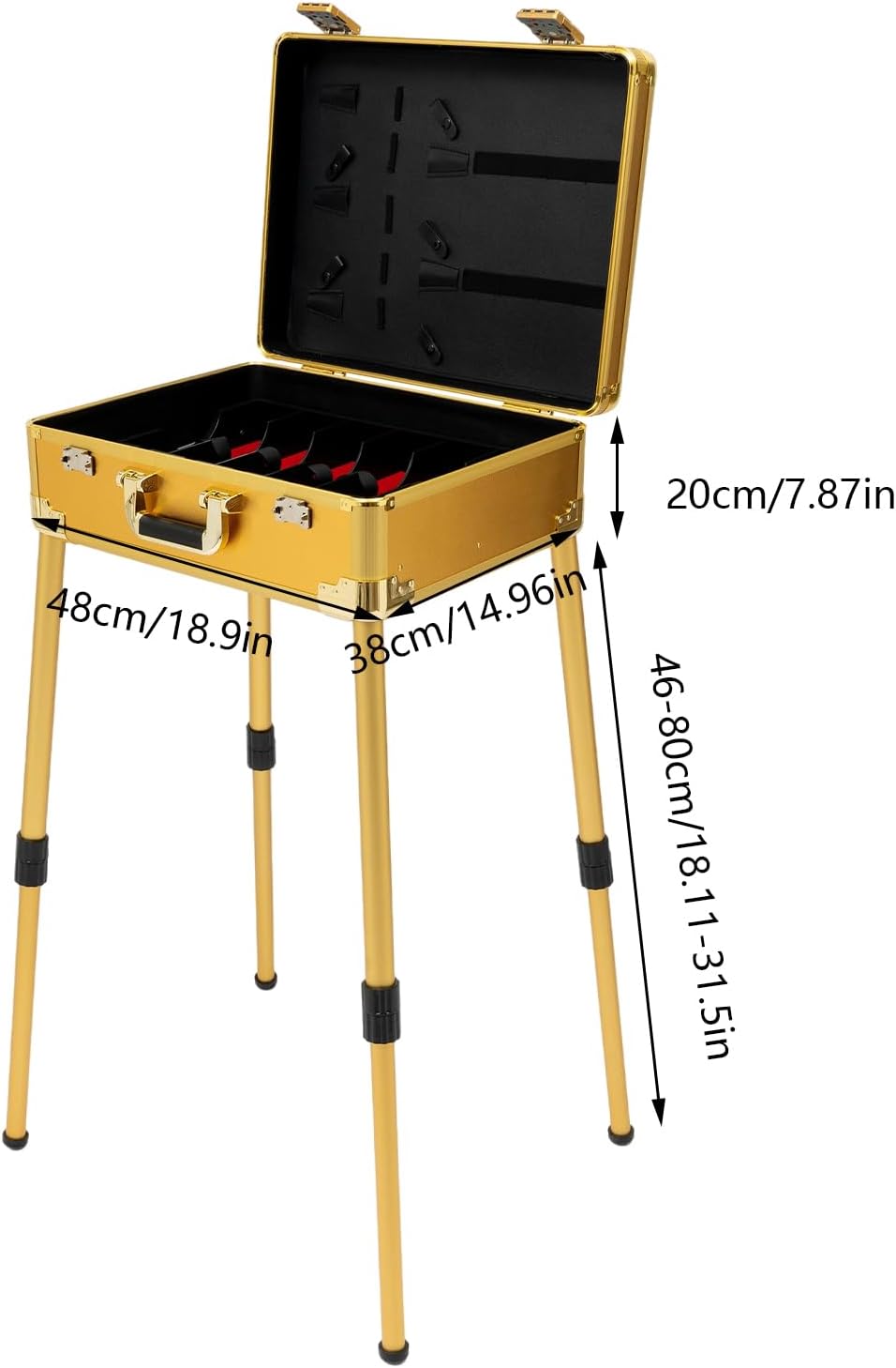 VIP Mobile Barber Case - Gold, TSA Locks, Removable/Adjustable Legs for Convenience