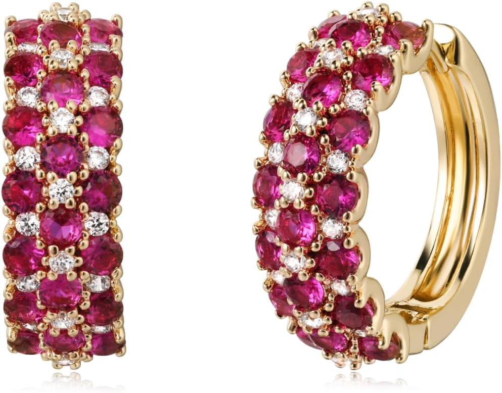 Gold Huggie Hoop Earrings 14K Gold Plated Dainty Chunky Thick Hoop Diamond Cubic Zriconia Inlay Sleeper Tiny Delicate Boho Beach Simple Hypoallergenic Jewelry Gift for Her