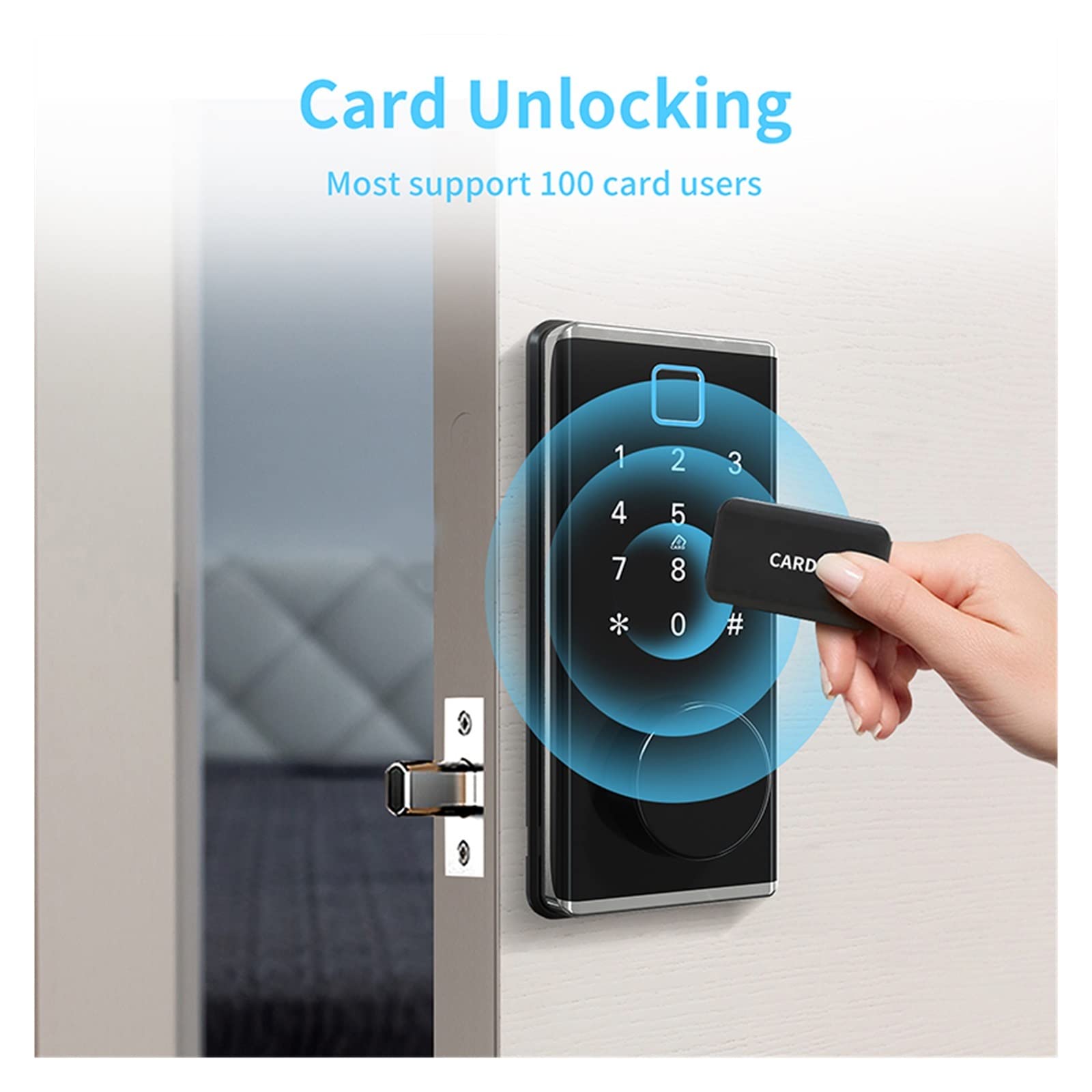 Serratura Smart 5 in 1 Smart Lock Keyless Entry Impronte digitali Password IC Card Chiave Catenaccio TTLock Serratura automatica for Home Office Porta Casa Ufficio Appartamento(TTlock Gateway)