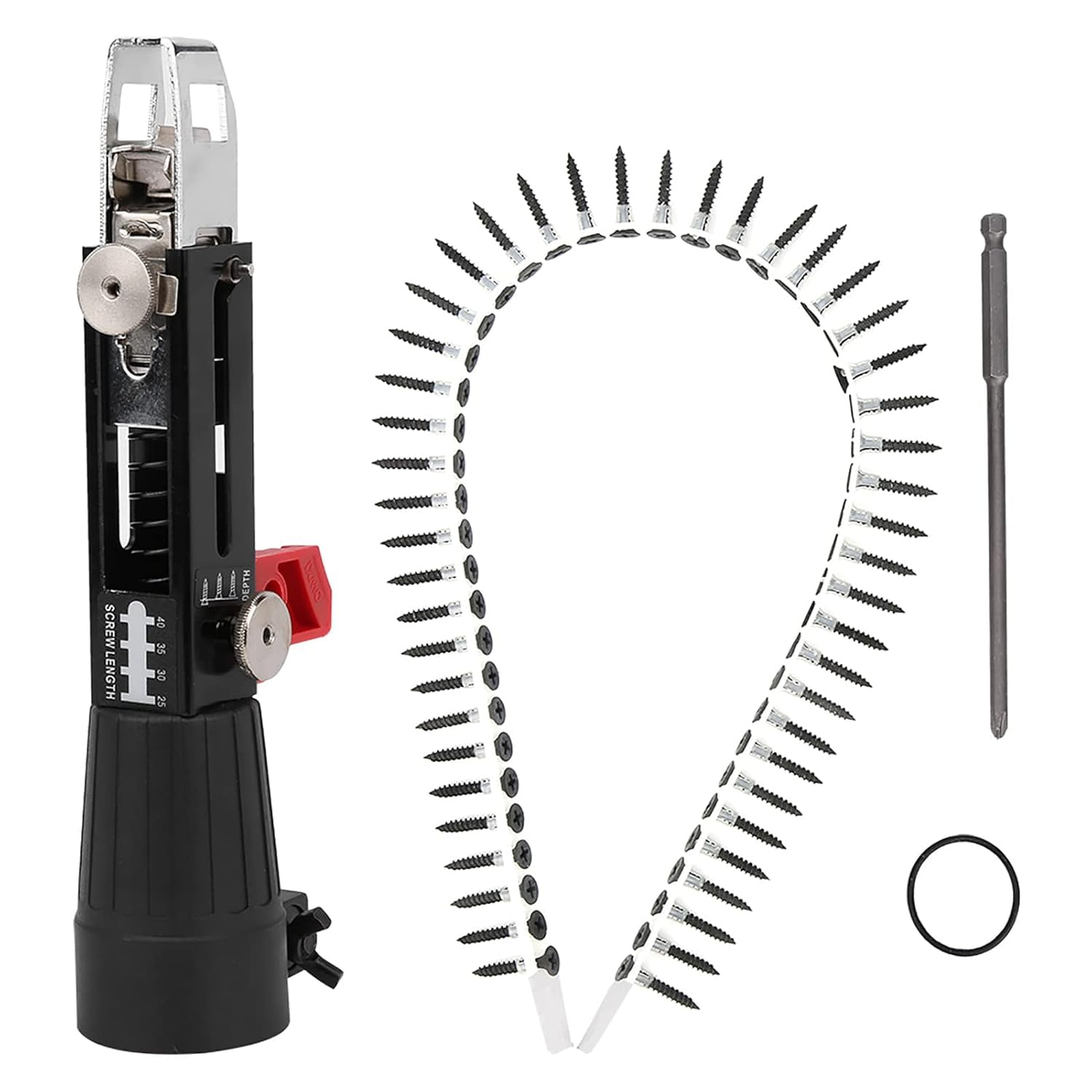 Terraphy #811 Automatic Chain Gun, Adjustable Screw Length And Depth, Drill Attachment For Gypsum Board Ceiling Diy Continuous And Accurate Feeding For Home Renovation, Construction Projects, Ceiling Installation