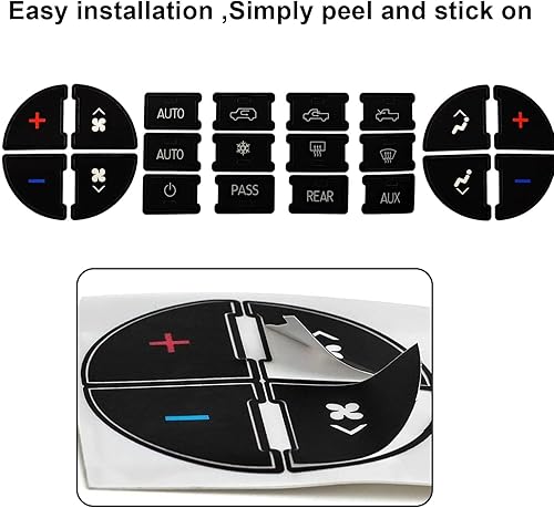 Miniatura 6 de SecosAutoparts Juego de calcomanías de panel AC y calcomanía de reparación de botón de radio, kit de reparación de calcomanía de botón de tablero AC