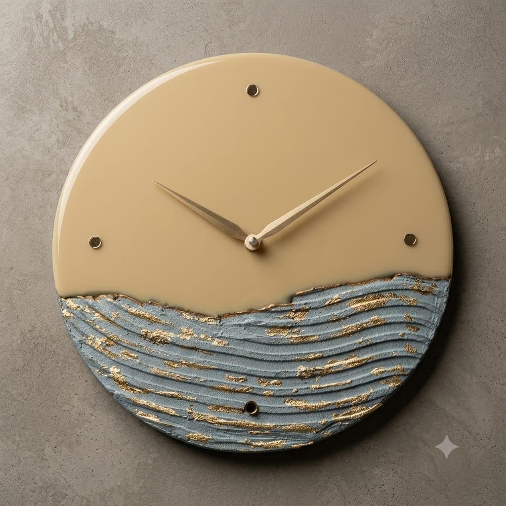 Resin Wall Clock for Living Room Bedroom Office Decorative Silent Non Ticking Wall Clock Modern Home Decor Gift Item for Home Housewarming Wedding Anniversary, 14 Inches - Design 20-image-25