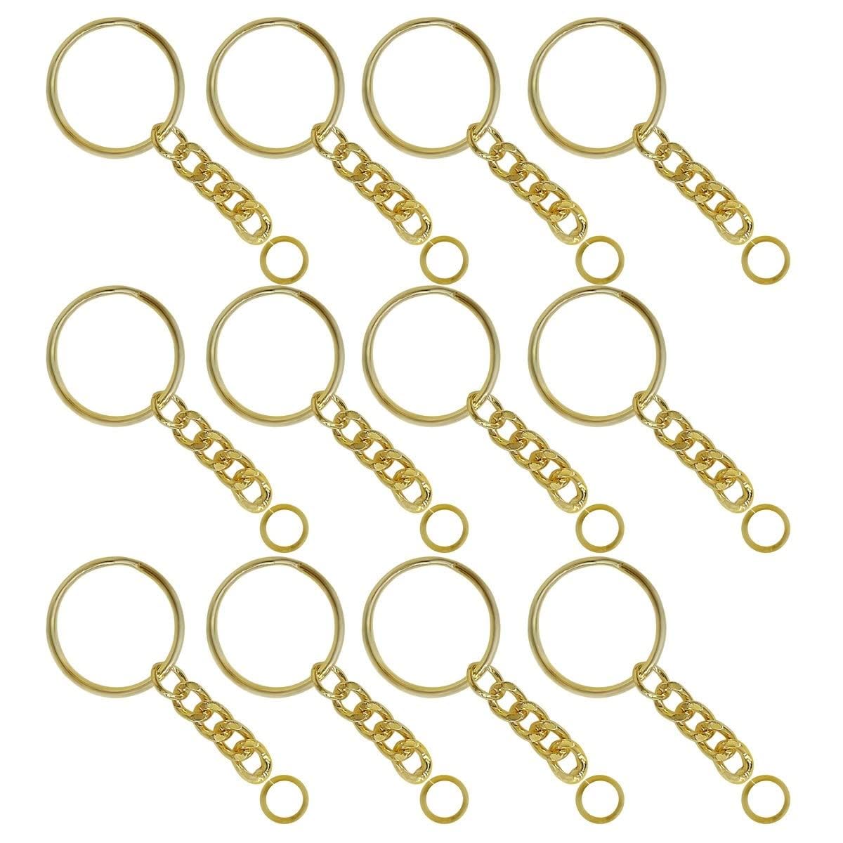 GenericFeeling Hub Golden Metal Loops Rings Keyring with Chain Open Jump Ring Connector Key Rings for Jewelry Findings, Making Spring Rings, Art and Craft, DIY, Making Handbag Keychain (Pack of 20 Pcs) (20)