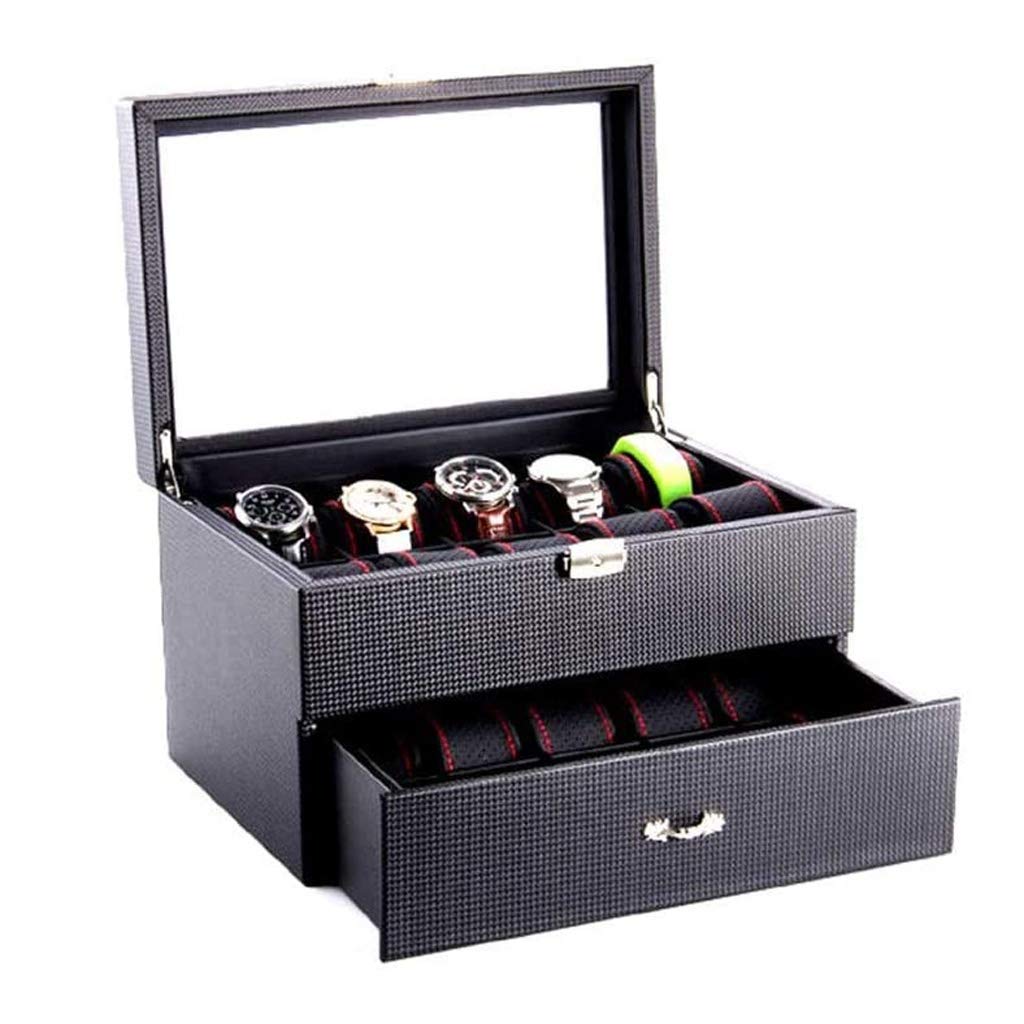 Boîte à bijoux pour homme et femme, boîte à bijoux avec dessus en verre,