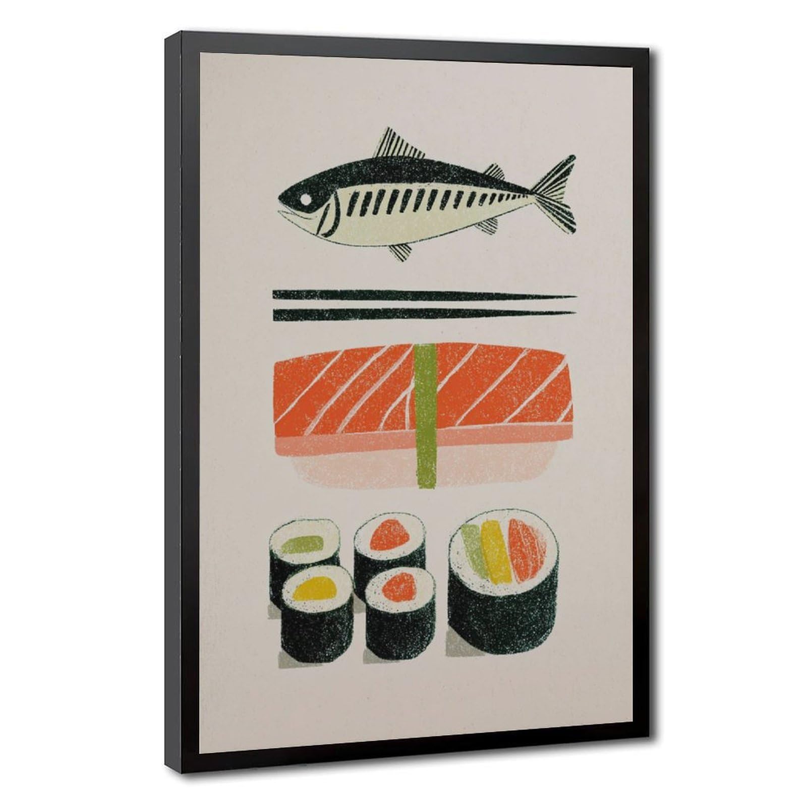 Pyberon Multi Japanese Cuisine, Salmon Nigiri Sushi Canvas Poster Bedroom Decor Landscape Office Room Decor Gift 20" L X 30" W