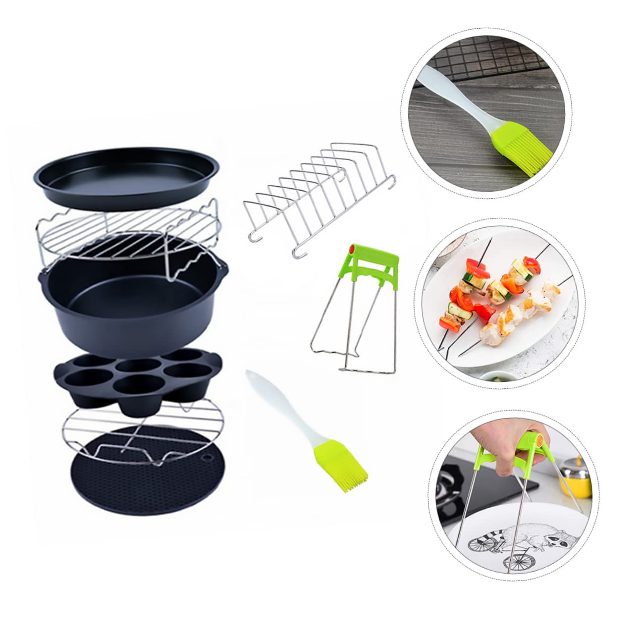 Couleur Aléatoire Accessoires pour Friteuse à Air Ensemble de 9 Pièces en Acier Inoxydable et Compatible Lave-vaisselle Antiadhésif Cuisine et Cuisson