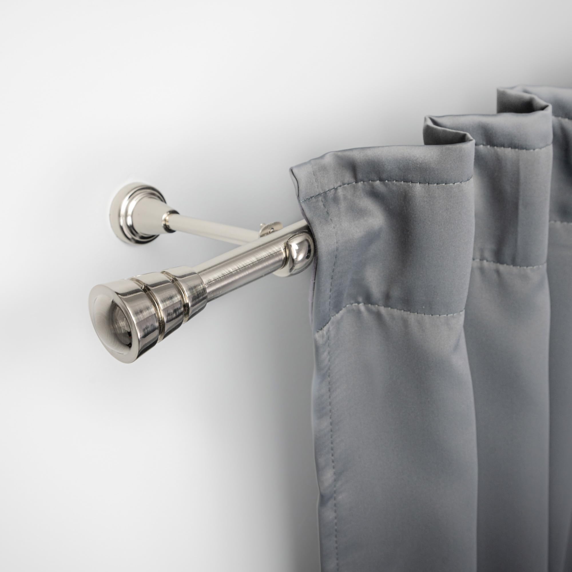 ROLLMAXXX Gardinenstange 480 cm Breit Ø19 mm Fedora 1-Läufig | Vorhangstange aus Metall in Edelstahl Optik, inkl. Wandhalterungen, Endstücke & Montagematerial, Gardinenstange Set