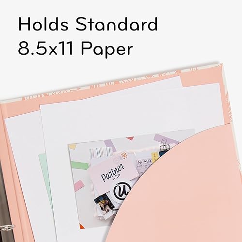 Miniatura 6 de U Brands Carpetas ecológicas de 1 pulgada, juego de 2, estampados boho chic rosa y verde salvia, juntas tóricas de metal plateado