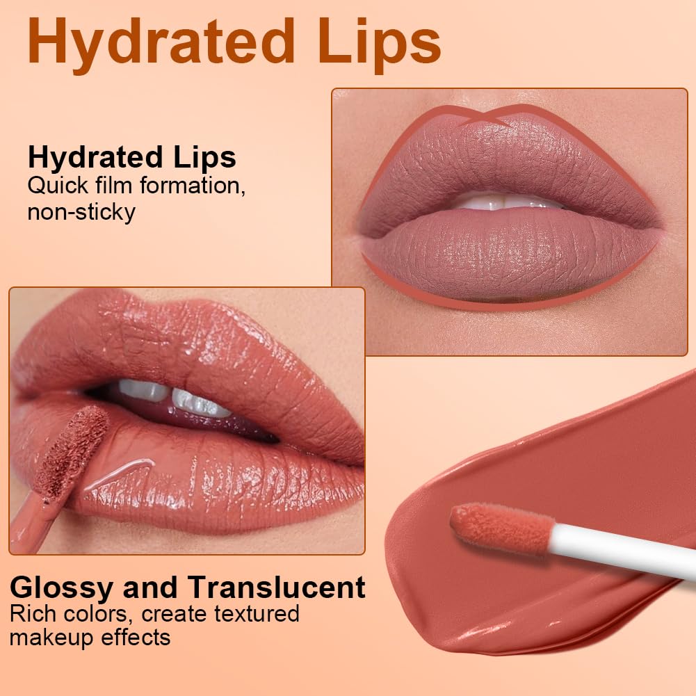 LOPHE Matte Liquid Lipstick Lip Liner Set,Lip Liner and Lip Gloss, 6PCS Nude Lipstick Set including Automatic Lipliner - Image 4