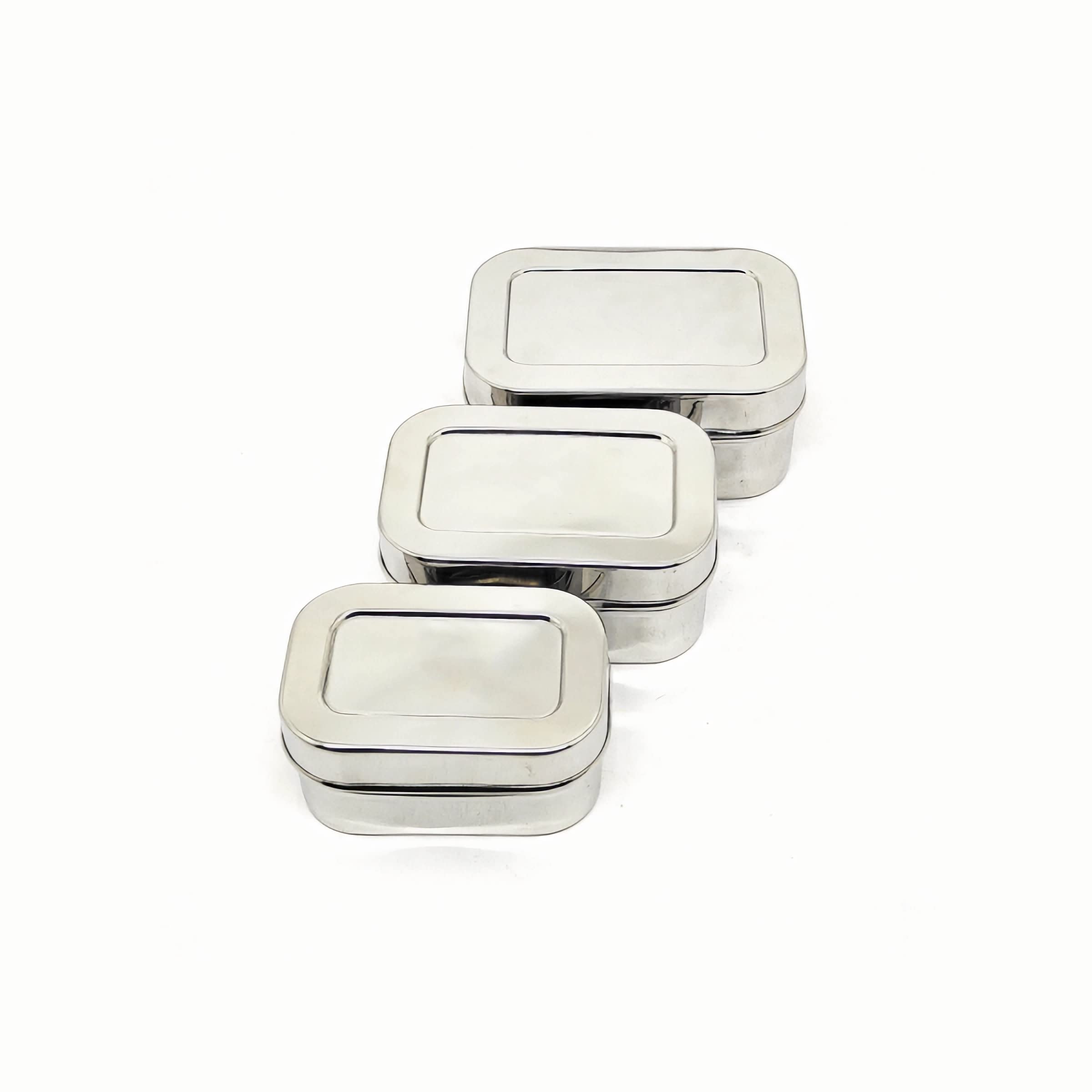 Kissan Stainless Steel Mini Rectangle Storage Box | Containers With Lid Set Of 3 Pcs |150 Ml, 200 Ml & 250 Ml|, Silver (B0BX4BPGNY) Amazon Price History, Amazon Price Tracker