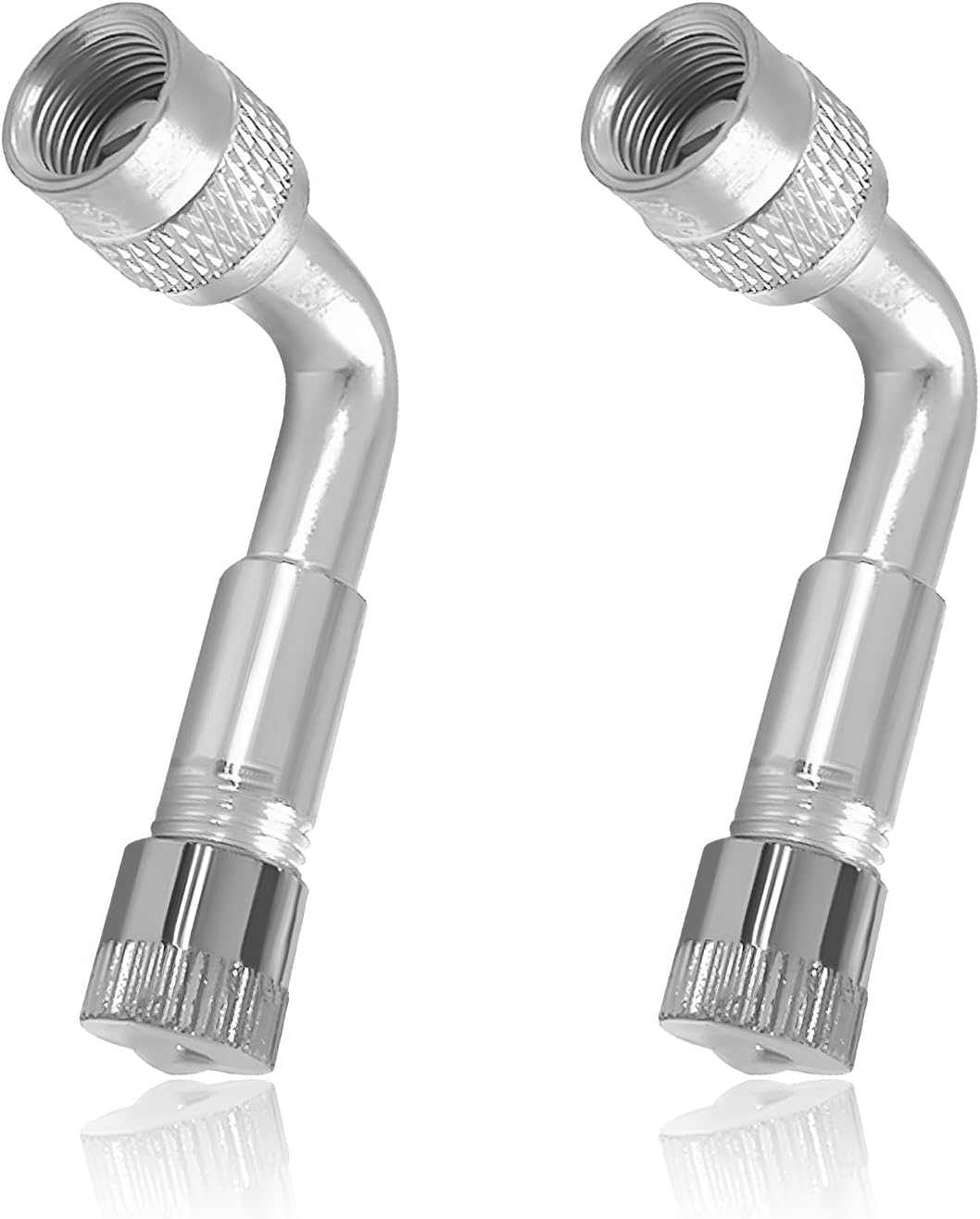 2PCS 90 Degree Valve Stem Extenders, Automotive Tire Inflator Nozzle Brass Tyre Valves Extension Adapter, Tire Valve Stem Extender for Dually Wheels Passenger Car Motorcycle Bike (Golden)