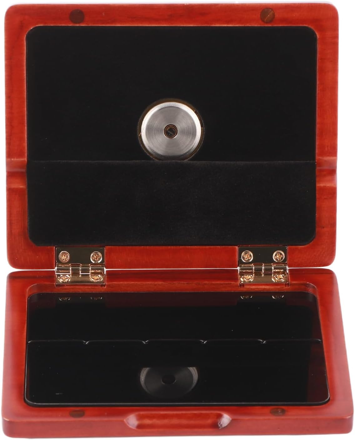 Saxophone Clarinet Case, Solid Wood 5 Reeds Storage Box, Plush Sponge Design Case with Hygrometer, Ideal for Carrying Reeds (Succinite)