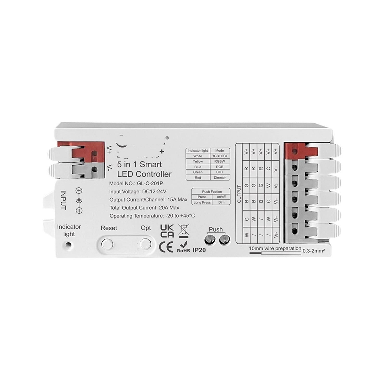 LED de contrôle 3.0 Pro + 5 en 1 RGBW CCT gradateur 20A Max