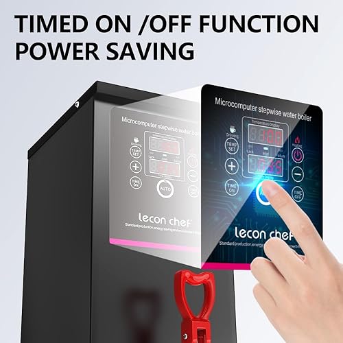 Miniatura 4 de Caldera de agua eléctrica con dispensador de agua caliente comercial para encimera, 10 L, color negro, automático, 1500 W, calentamiento rápido para