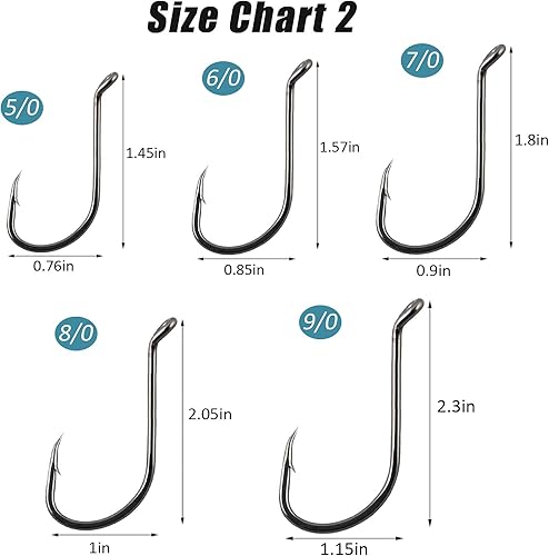 Miniatura 5 de Fishing Hooks Offset Octopus Circle Hooks Saltwater, 100pcs Black High Carbon Steel Strong Barbed Fish Hooks Freshwater