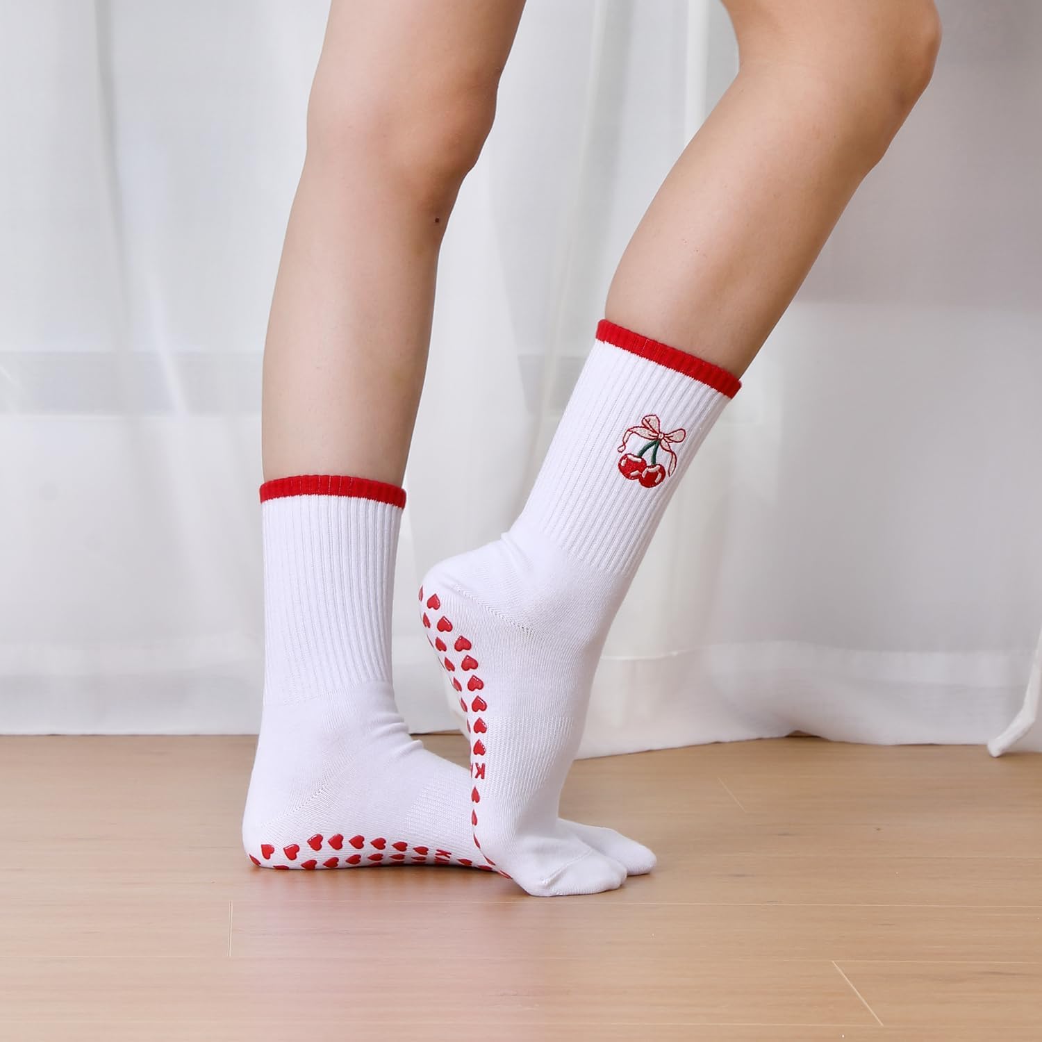 Pilates Socks with Grips for Women,Cute Grippy Barre Ballet Non Slip Yoga Socks for Hospital Workout - Image 5