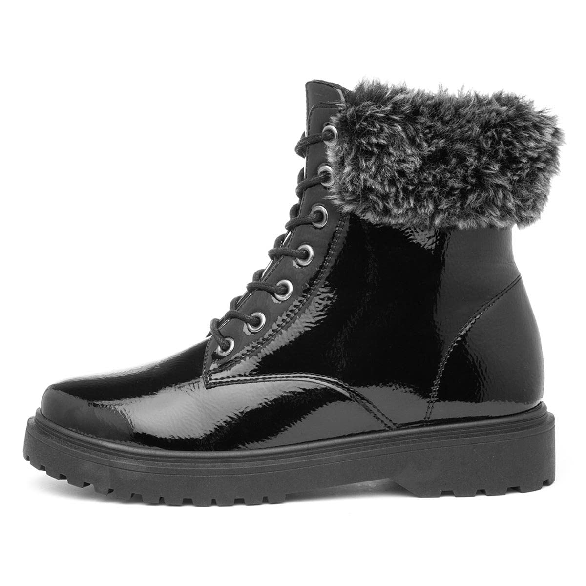 LilleyWomens Black Patent Lace Up Boot