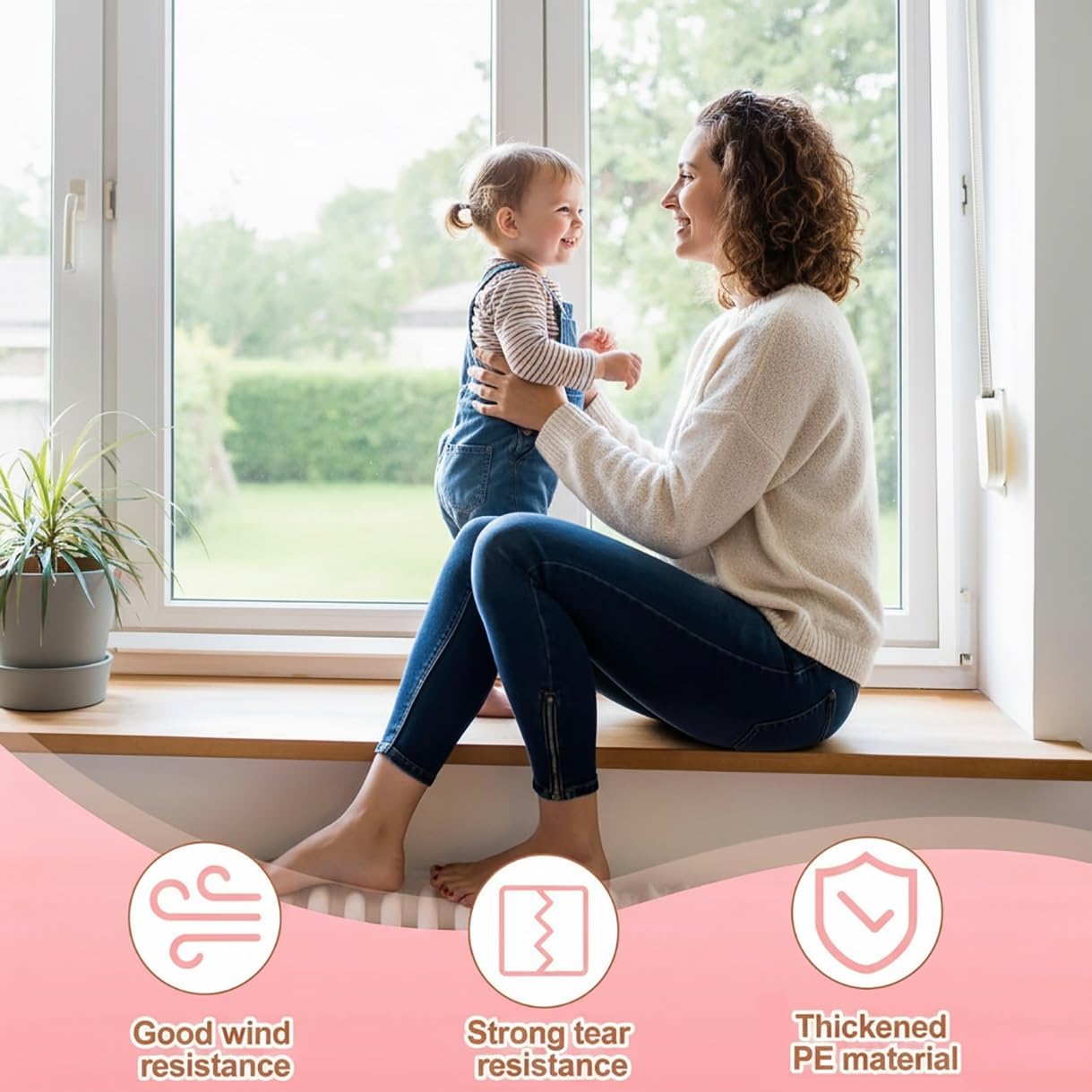 Window Plastic Insulation Kit for Winterizing 30" 33" 37" 43" 47" 55" Clear Winter Window Insulation Film Windows Cold Air Blocker Reusable Windows Wrap Weatherproofing Keep Warm(60" W x 103" H)