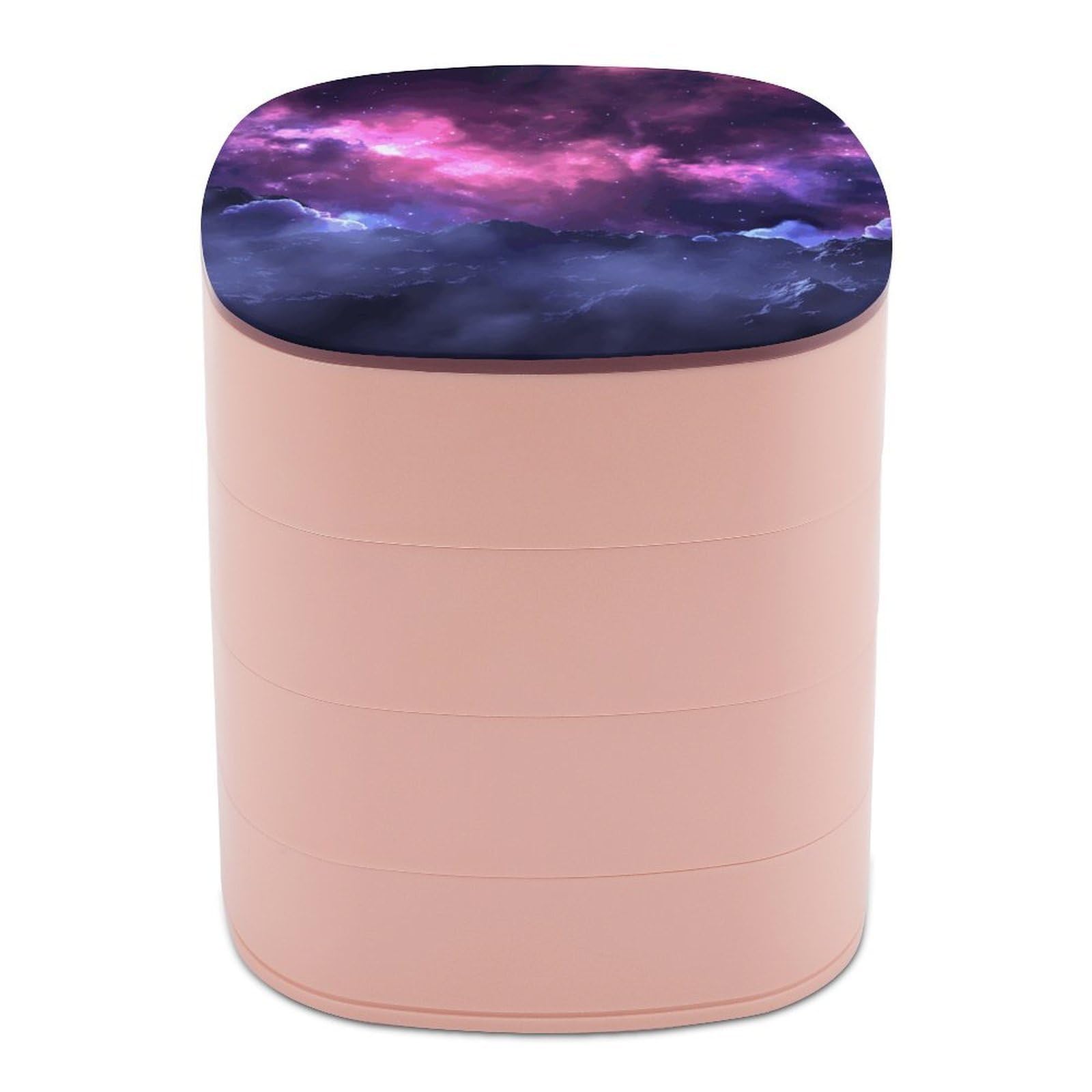 JTREHY Magic Galaxy Sky Purple Jewelry Box 4-Layer Covered Rotating Jewelry Storage Box Large Capacity Storage Boxes Portable Jewelry Case for Bracelets Earrings Necklace