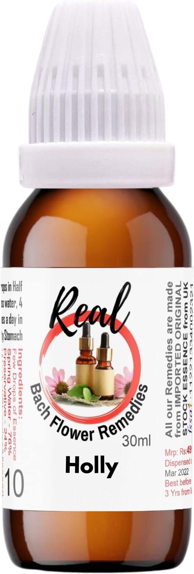 Healing Herbs Holly 30Ml-Original Imported Flower Therapy Remedies By Dr Edward Bach Prepared From The First Concentrate