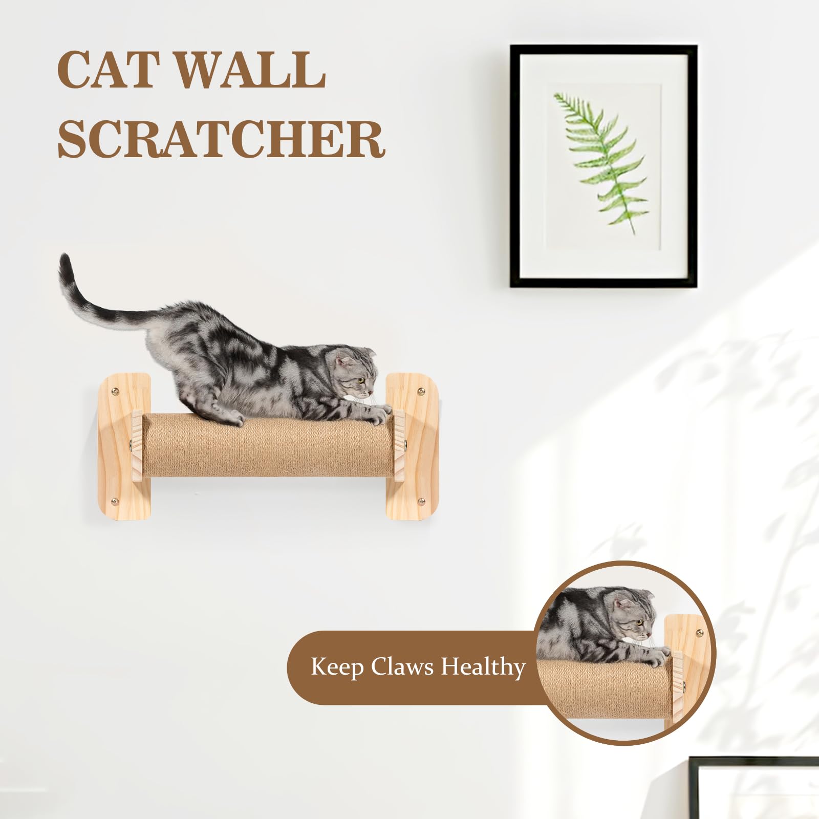 Cat Wall Shelves and Perches, Wall Mounted Cat Furniture with Hammock, Bridge, Tree, Steps and Scratching Posts, Wooden Climbing System for Indoor Large Cats and Kittens - image 3