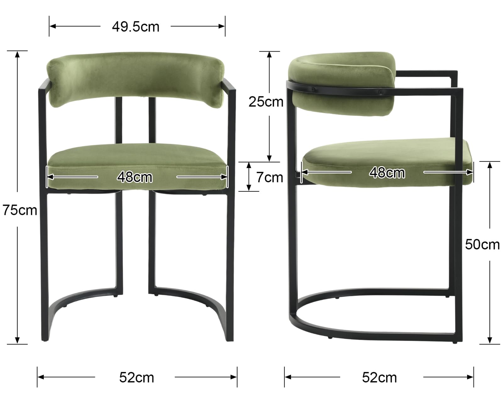 chairus Set di 2 Sedie da Pranzo in Velluto Sedie da Cucina Moderne, Verde