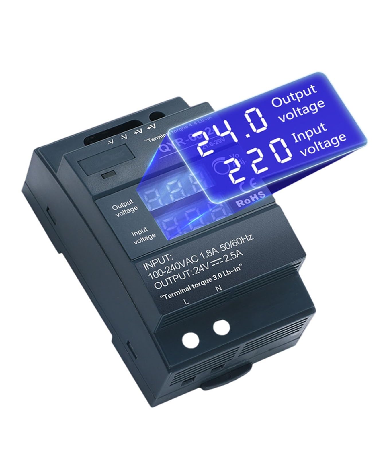zasilacz impulsowy, Typ szyny Din 60w cyfrowy wyświetlacz zasilacz impulsowy 12V 24V DC 2,5A SMPS ultracienka taśma LED w kształcie stopnia(Wit,24V)
