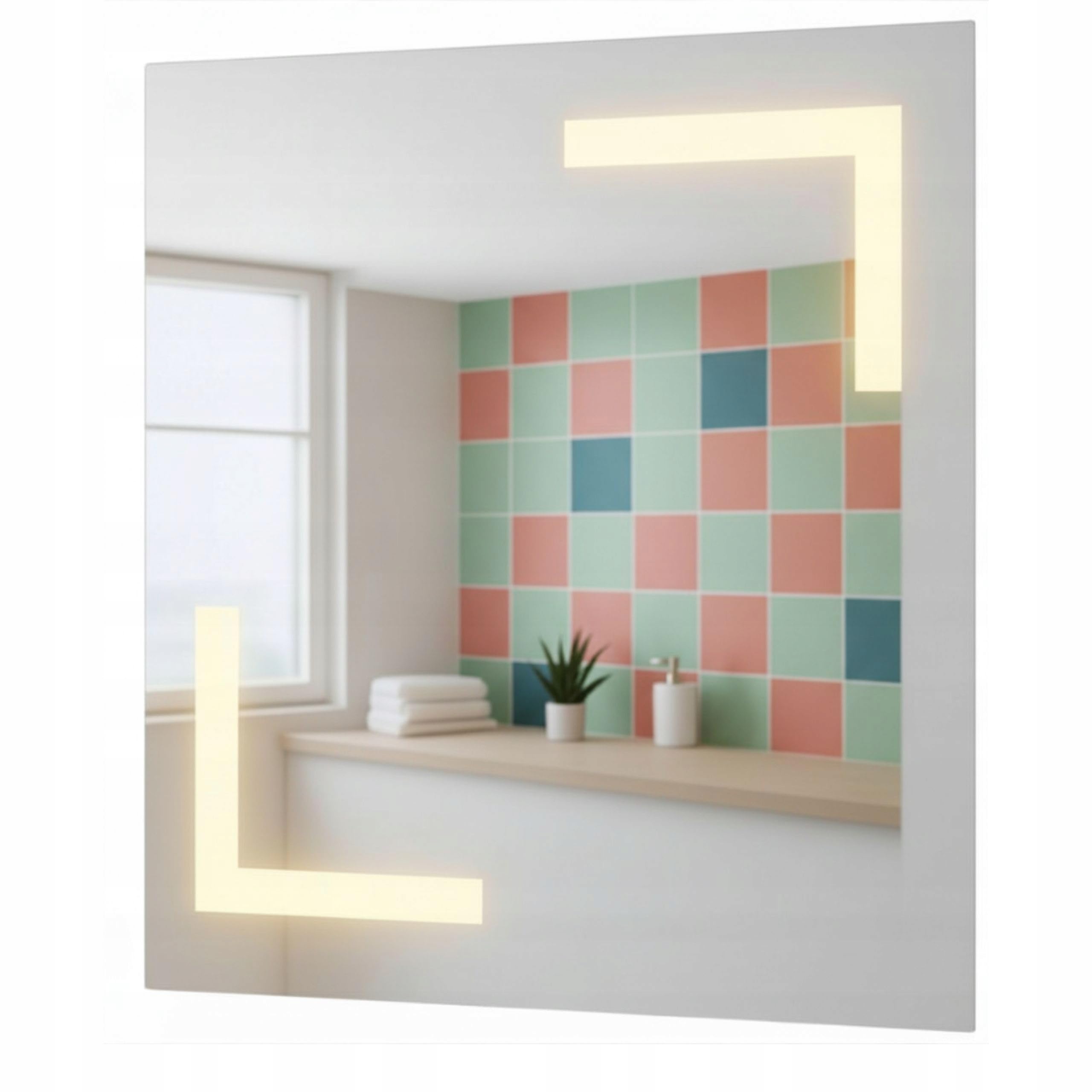 Agritrade AK LED Bathroom Mirror 90x100 cm, Backlit Illuminated Frameless Wall Mounted, 4000K Neutral White, Wall Switch Operated - ARIES
