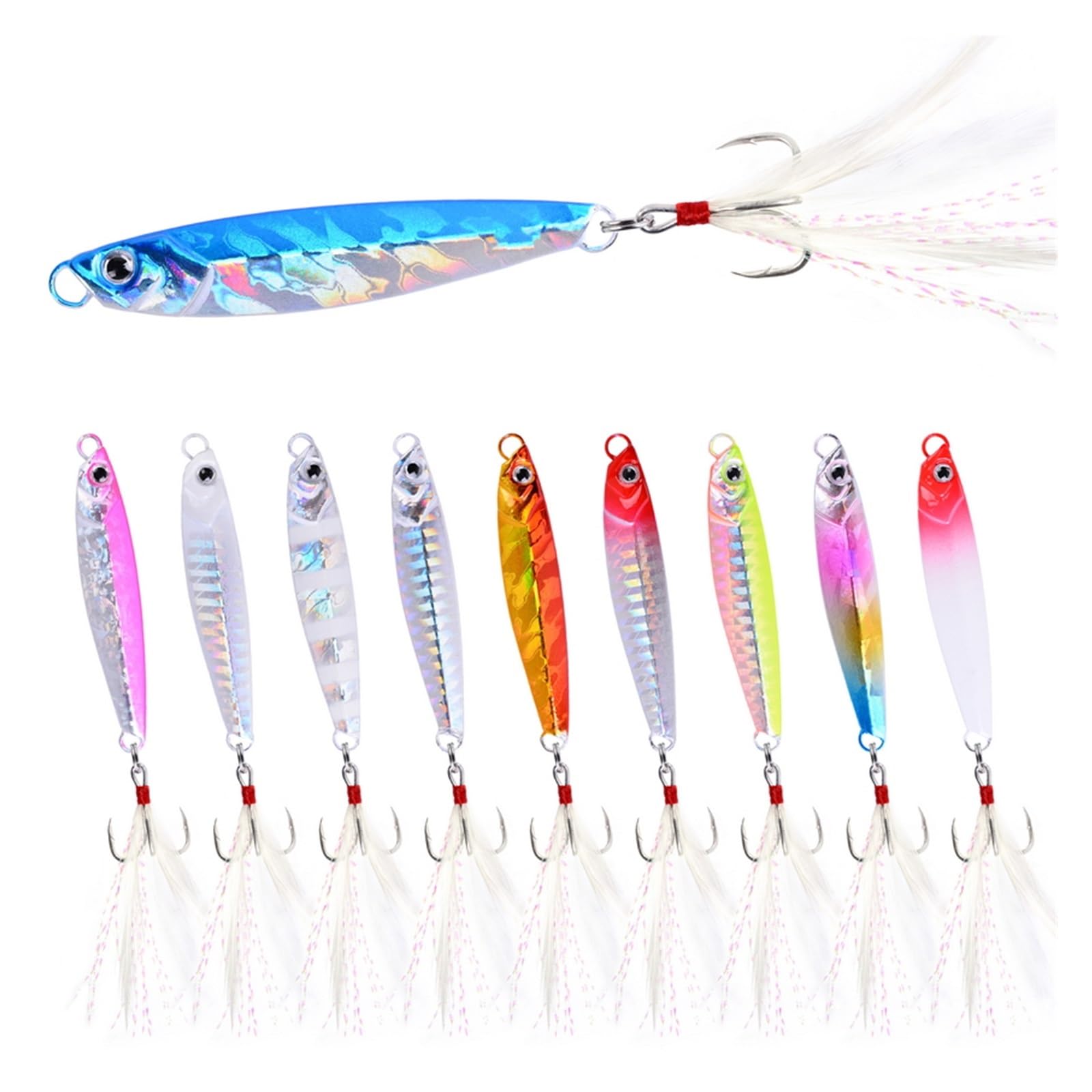INEOUT 10 Unids/Lote 7g 10g 14g 17g 21g 28g Señuelo De Pesca En Hielo con Anzuelos Fundido Jiging Shore Casting Metal Jig Bait Hundimiento Minnow Señuelos