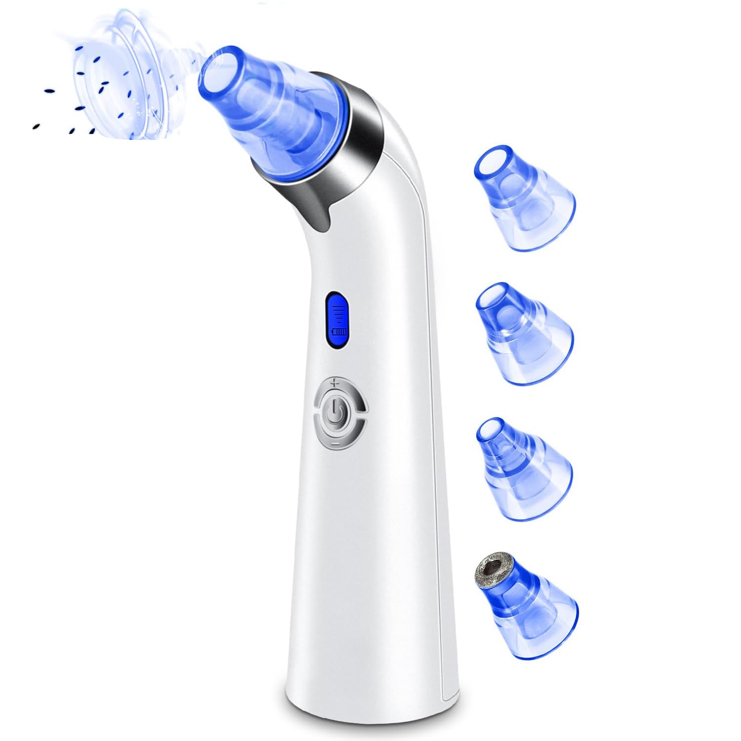 NALACAL Blackhead Remover Pore Vacuum, Face Suction Pore Cleaner, 5 Suction Power Electric Blackhead Suction Remover, Extractor Tool, 4 Probes for Cleaning, Exfoliating, for Women & Men (Blue）