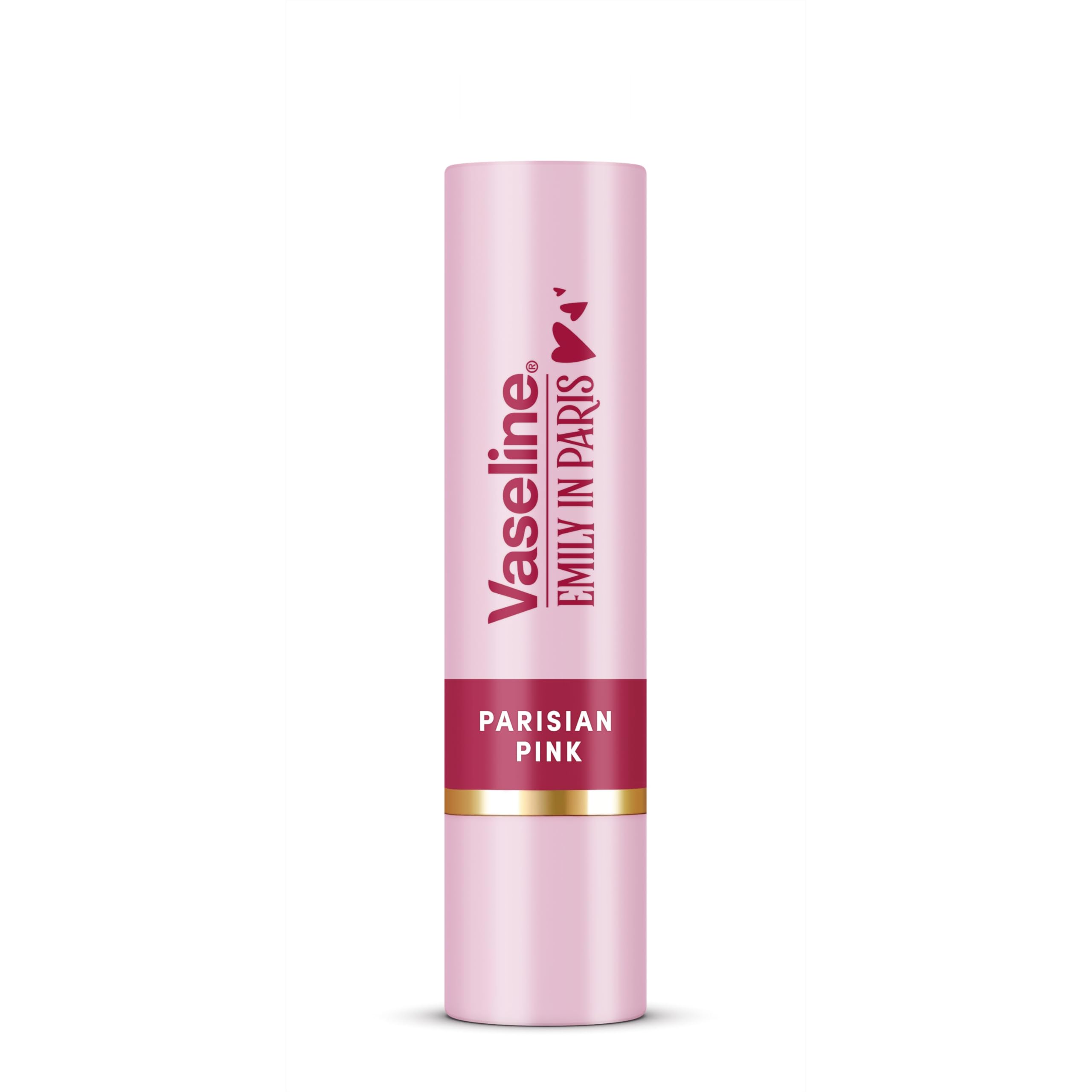 Vaseline LP Lip Balm with Color, Emily Parisian Pink, 3g, 24-Hour Moisture Supply with 9% Vaseline, Intense Pink