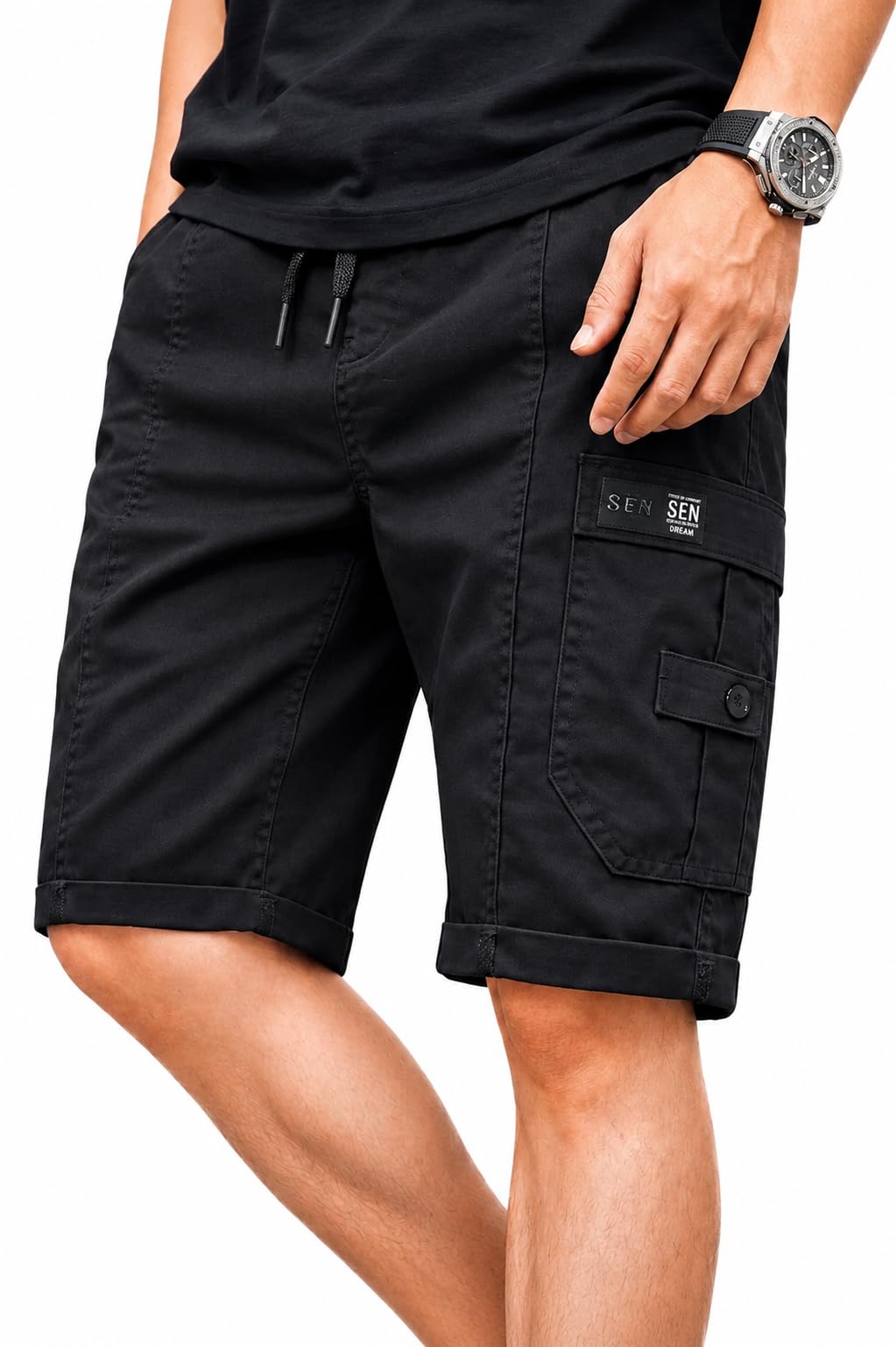 Men Breathable Cotton Cargo Shorts | Casual Shorts | Flexible Fit Multi Pocket Shorts for All Day Wear-image-22
