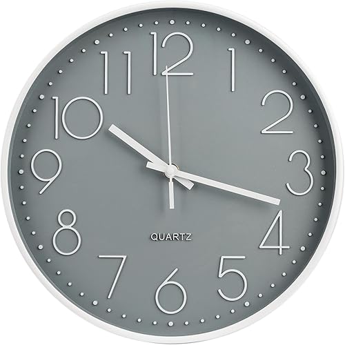 Miniatura 1 de Reloj de pared de 10 pulgadas sin tictac, silencioso, moderno, estilo simple, redondo, decoración redonda, esfera estereoscópica, reloj de pared de