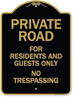 "SignMission Designer Series Sign - Private Road for Residents and Guests Only No Trespassing Black & Gold 18"" X 24"" Heavy-Gauge Aluminum Architectural Sign Protect Your Business Made in The USA" (A-DES-BG-1824-9912)