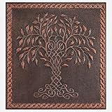 Kitchen Backsplash, Celtic Tree of Life with Celtic Knot Border Copper Kitchen Backsplash, Custom Copper Backsplash Panel, Handmade Copper Backsplash Tile, Indoor Outdoor Wall Decor (Brown)