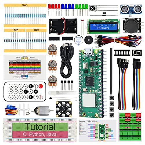 Freenove Super Starter Kit For Raspberry Pi Pico W (Included) (Compatible With Arduino Ide), 513-Page Detailed Tutorial, 177 Items, 87 Projects, Python C Java Code #TOP21