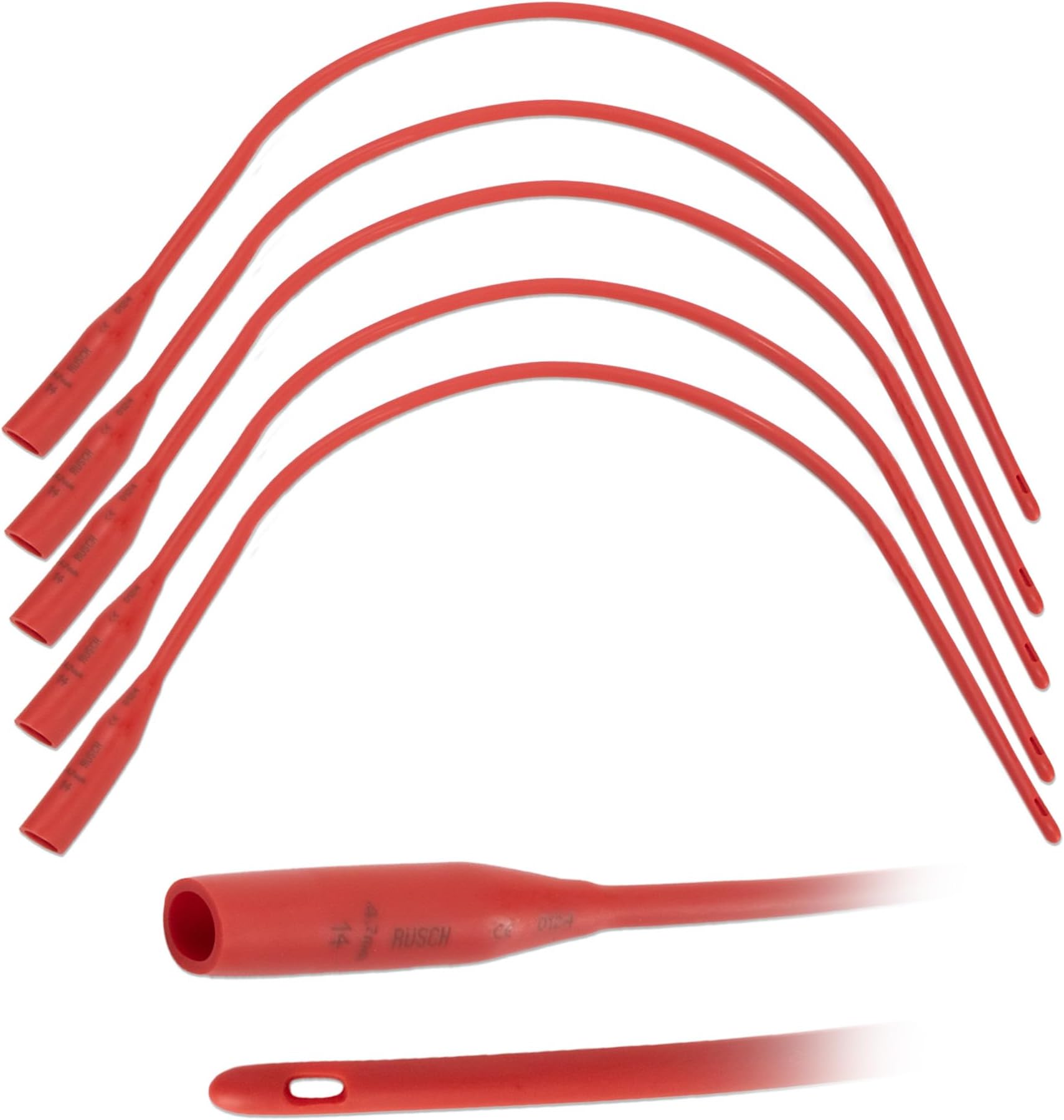 5 Pack, Pet Feeding Tube with Funnel End, Pet Nursing, 14 FR, 16” Length, Red Rubber Feeding Tube with Smooth Tip, Non-Sterile