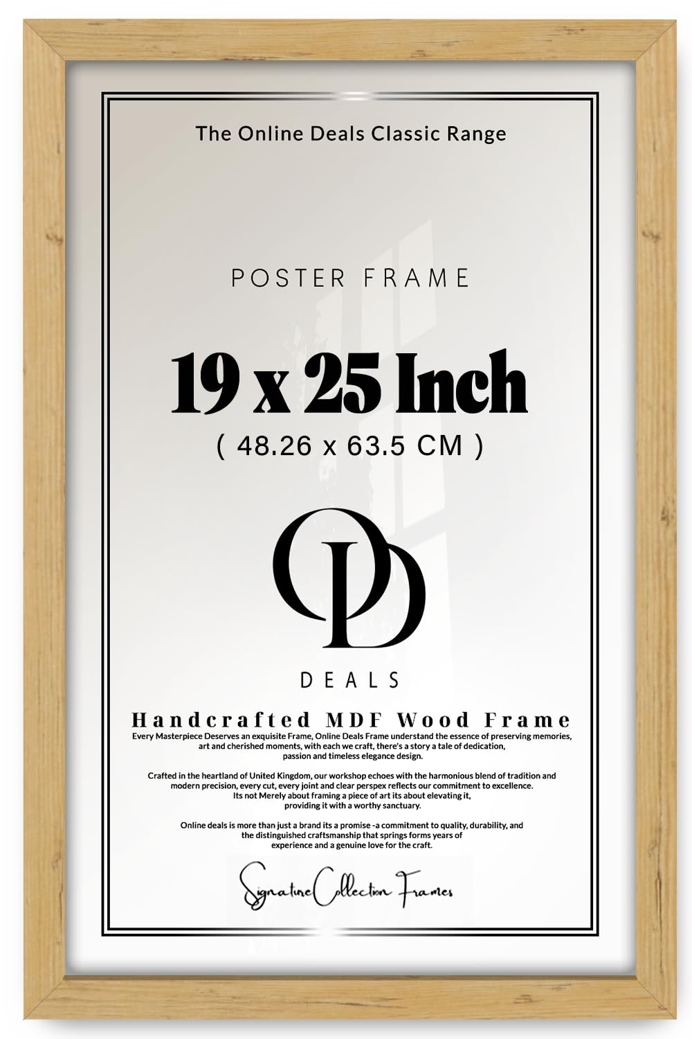 OD Deals — Elegant Medium Rectangle 19 X 25 Inch Poster Picture With Solid Engineered Wood Finish | Hanging Hooks (48.26 X 63.5 CM) Pine Wall Accent For Living Room Gallery Wall Accent
