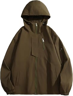 KUIH men's outdoor waterproof jackets coat waterproof jacket Raincoat Zip Up Pocket Windbreaker plain Sunscreen Rain Jackets Winter Warm Loose Fit Coat Jacket Business office jacket uk size