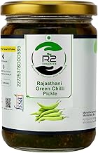 R2 Organics Rajasthani Green Chilli Pickle, Chemical Free, Premium Spices, Pure Mustard Oil, Transparent Jar,Oragnic, Authentic Taste, Sun Dried (300 g)