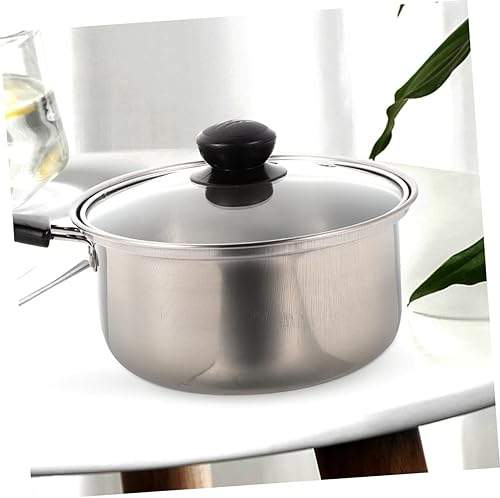 Miniatura 8 de 1 juego de olla de leche de acero inoxidable con mango largo antiadherente cacerola de cocción para calentamiento rápido para sopa de leche y pasta,