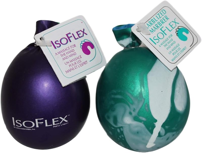 Hand Therapy And Exercise Ball with an e-Book. 2 Pack - One Solid Color And One Marblized. Ideal For Stress Relief - Hand and Wrist Exercise for ADD/ADHD - For All Ages (Assorted Colors)