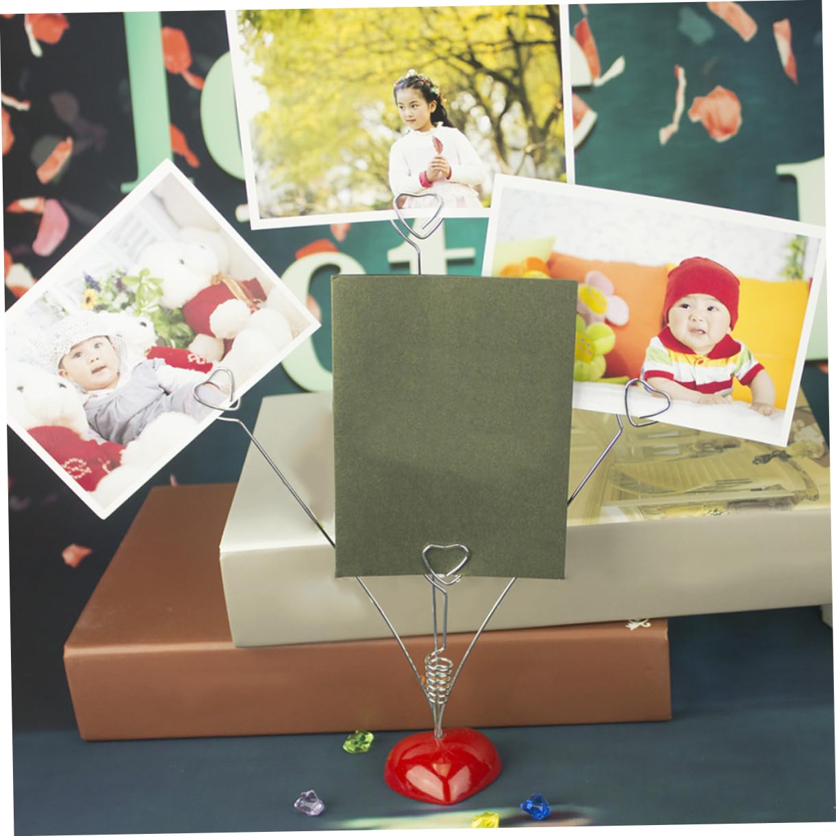 Clip para Notas de Mesa Ranura Porta Tarjetas de 3 Piezas Forma de Corazón para Organización y Estilo
